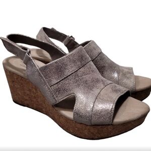 Clark's Annadel Silver Ultra Comfort Platform Shoe Sandal Women’s US Size 8